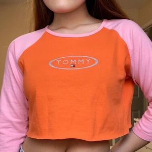 VINTAGE TOMMY HILFIGER 3/4 SLEEVES CROP TOP
